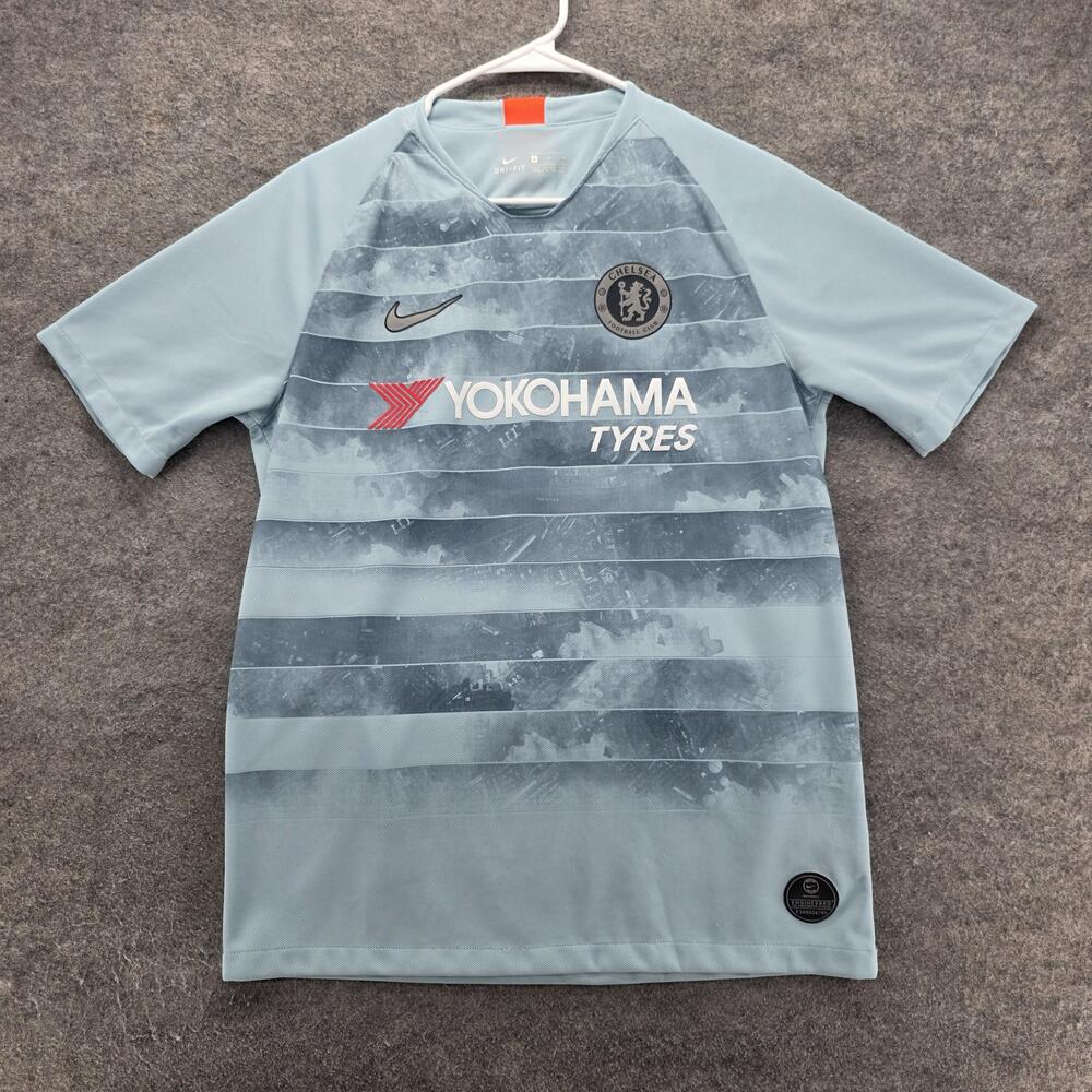 Chelsea FC Jersey Mens Medium Light Blue Nike Dri Fit Yokohama Tyres Soccer